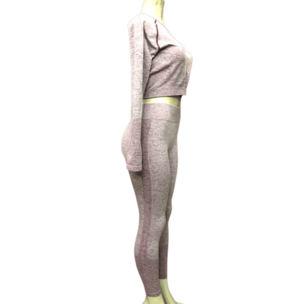 Crop Long Sleeve Active Wear Set 6 Pack Per Color (Size: S/M-M/L, 3-3)