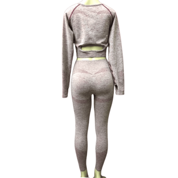 Crop Long Sleeve Active Wear Set 6 Pack Per Color (Size: S/M-M/L, 3-3)