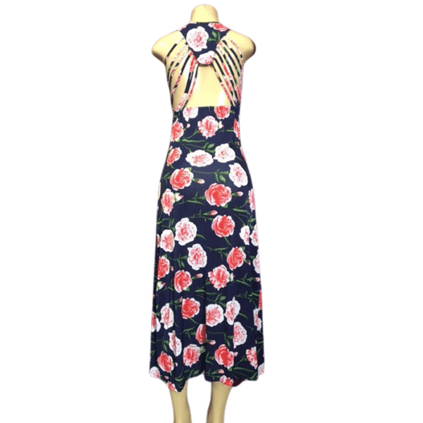 Open Back Long Floral Dress 6 Pack Assorted Colors (Size: M-L, 3-3)
