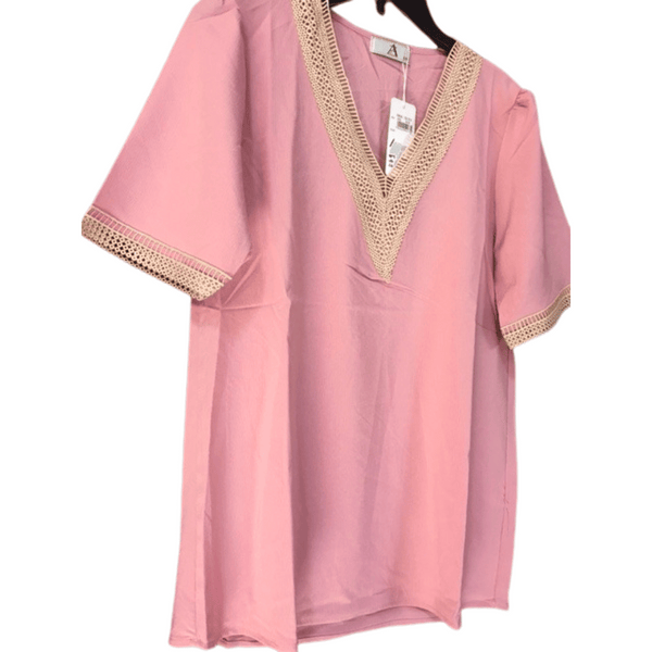 Lace V Neck Missy Blouse 6 Pack Assorted Colors (Size: S/M-L/XL, 3-3)