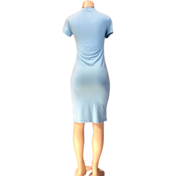 V Neck Short Sleeve Tee Dress 6 Pack Per Color (Size: S-M-L-XL, 1-2-2-1)