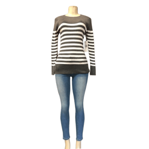 Form Fitting Crew Neck Ribbed Stripe Sweater 6 Pack Assorted Colors (Size: One Size Fits All )