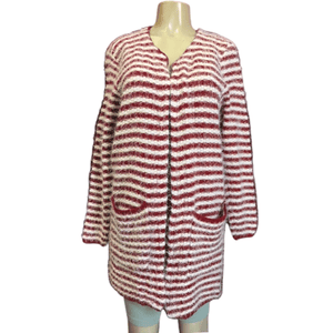 Striped Open Cardigan With 2 Front Pocket 6 Pack Assorted Colors (Size: One Size Fits All)