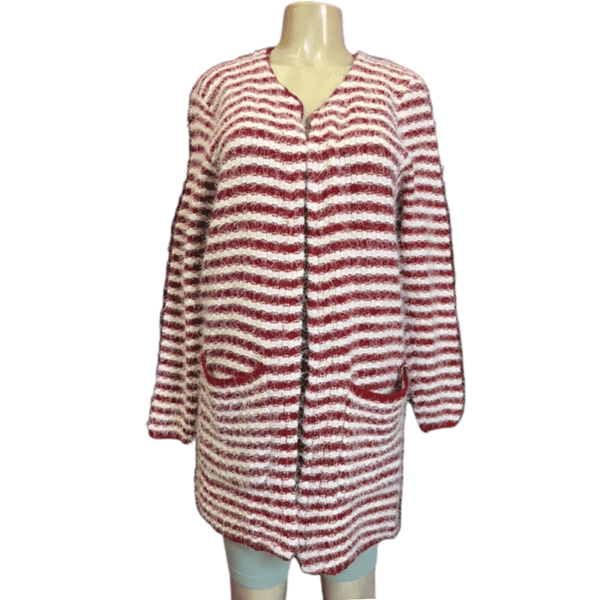 Striped Open Cardigan With 2 Front Pocket 6 Pack Assorted Colors (Size: One Size Fits All)