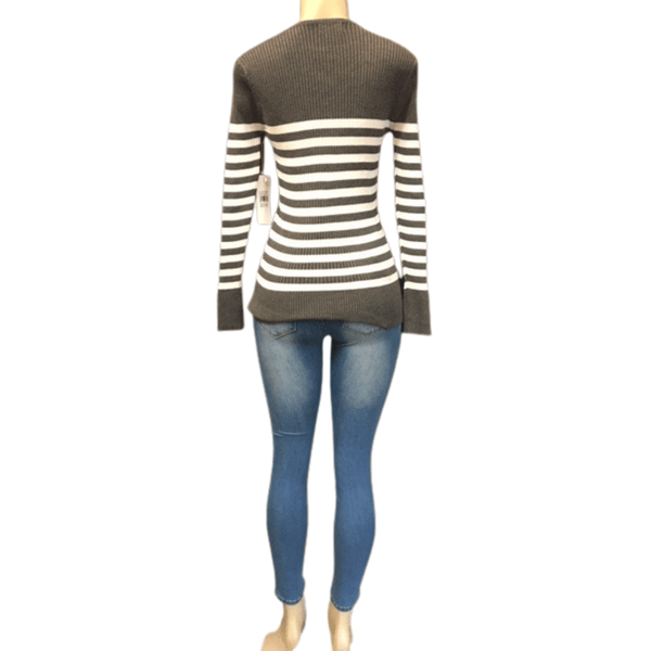 Form Fitting Crew Neck Ribbed Stripe Sweater 6 Pack Assorted Colors (Size: One Size Fits All )