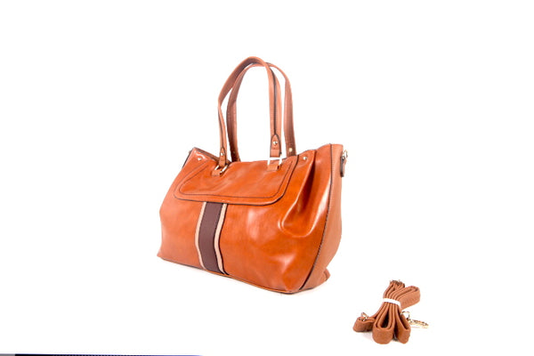 Tomiya Shoulder Handbag Orange Leather