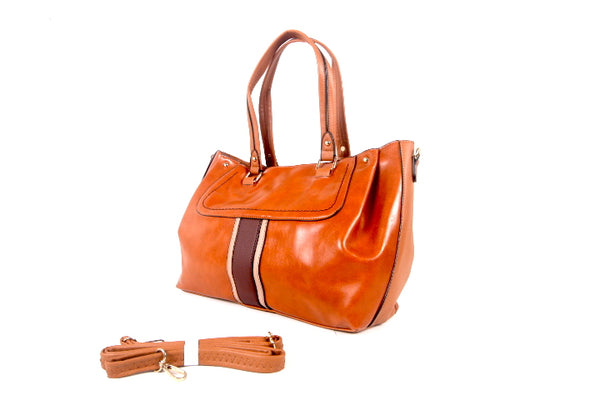 Tomiya Shoulder Handbag Orange Leather