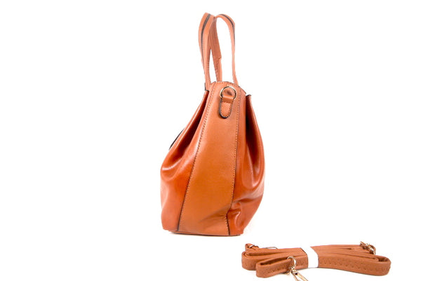 Tomiya Shoulder Handbag Orange Leather