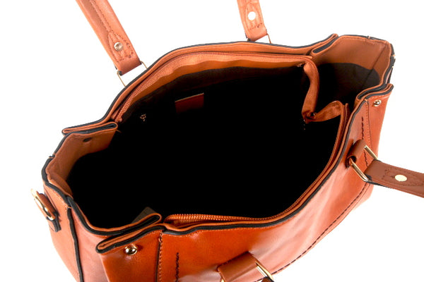 Tomiya Shoulder Handbag Orange Leather