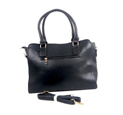 Tomiya Handbag Black Red Stripe Faux Leather