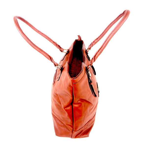 Tomiya Brown Soft Faux Leather Shoulder Bag