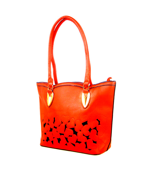Tomiya Red-orange Women's Handbag Heart Spots