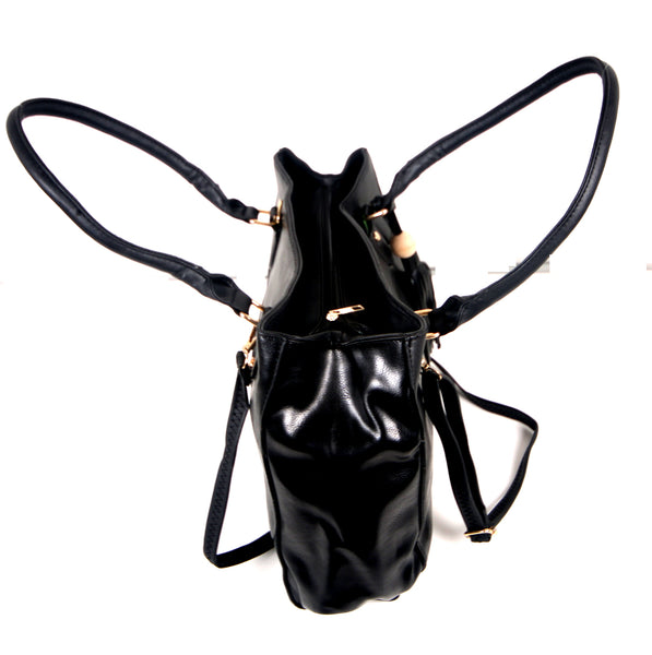 Tomiya Shoulder Handbag Black Faux Leather