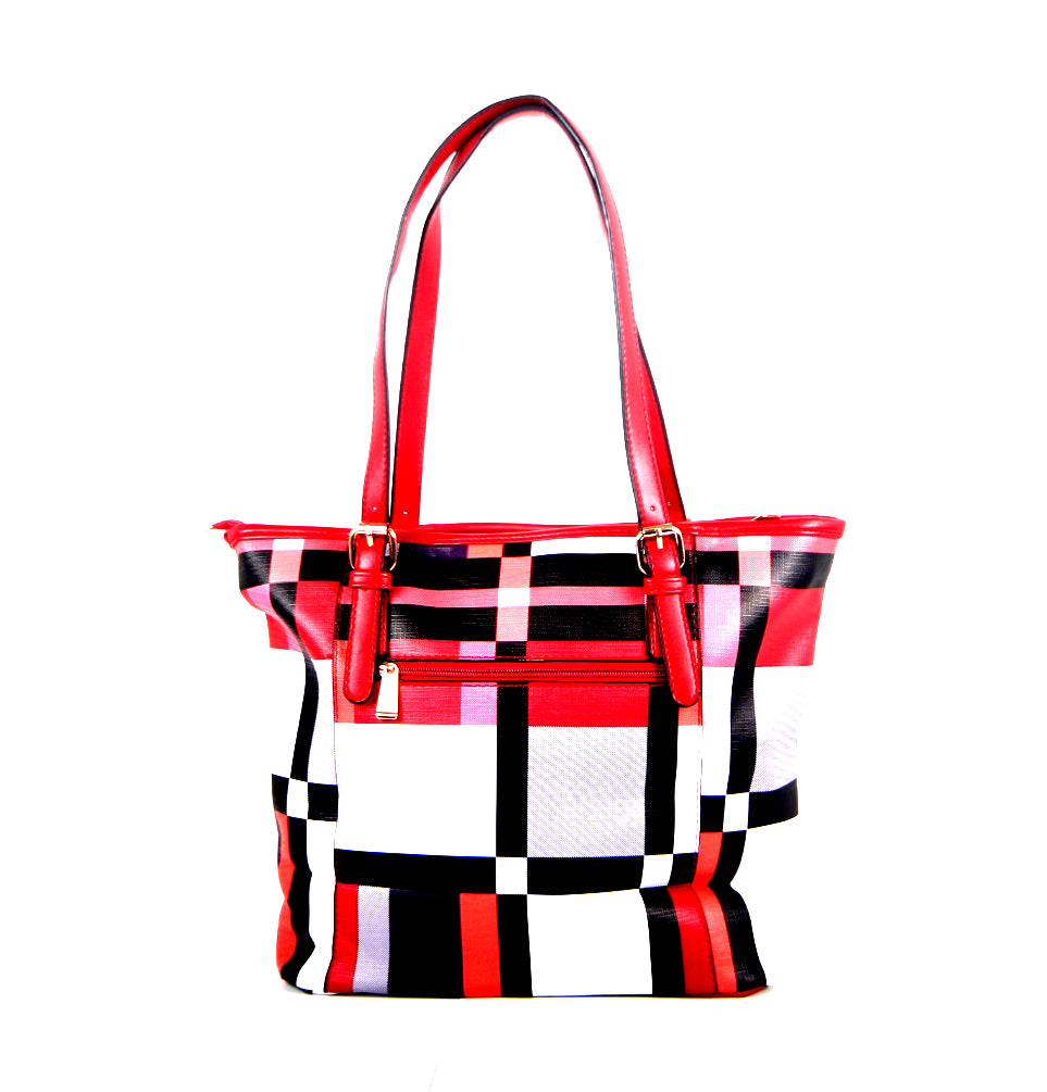 Tomiya Handbag Red Black Plaid