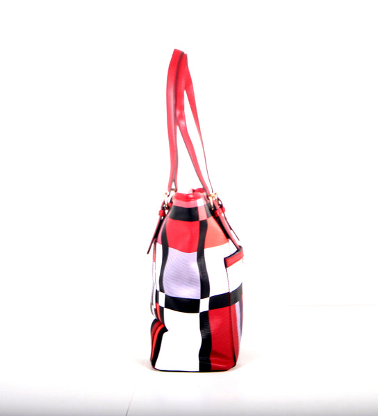 Tomiya Handbag Red Black Plaid