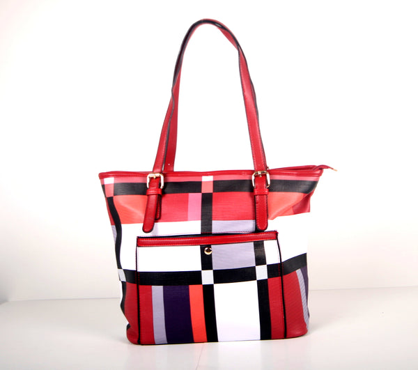Tomiya Handbag Red Black Plaid