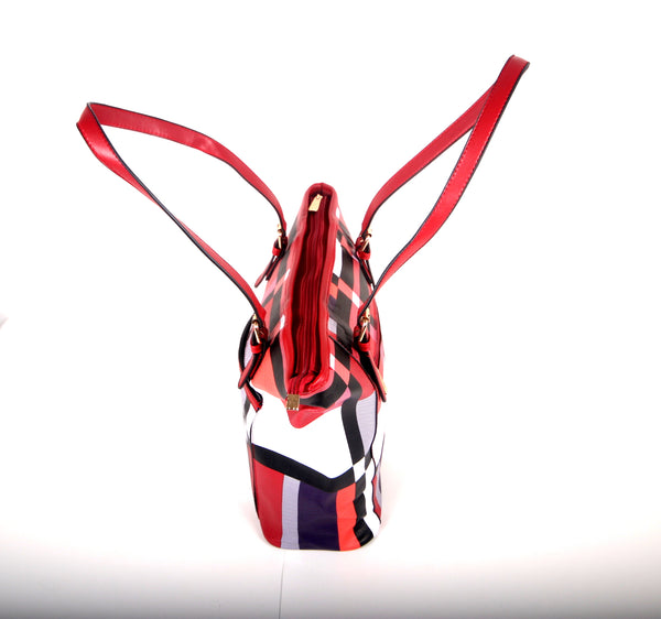 Tomiya Handbag Red Black Plaid
