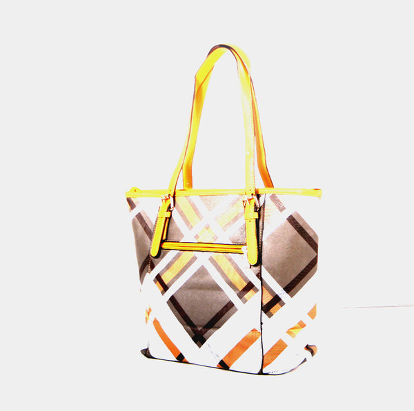 Tomiya Handbag Yellow Black Plaid