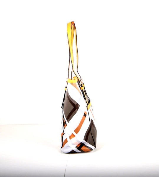 Tomiya Handbag Yellow Black Plaid