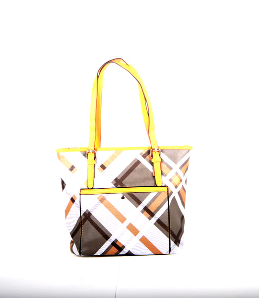 Tomiya Handbag Yellow Black Plaid