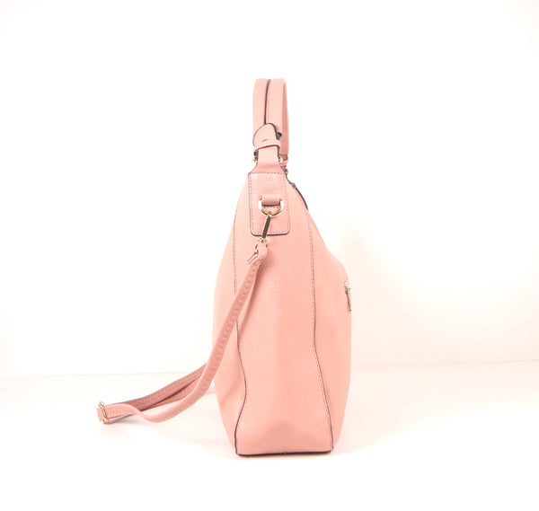 Tomiya Handbag Zipper Top Satchel Shoulder Bag Pink
