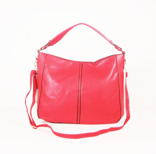 Tomiya Handbag Zipper Top Satchel Shoulder Bag Red