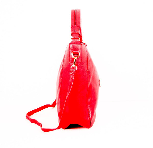 Tomiya Handbag Zipper Top Satchel Shoulder Bag Red