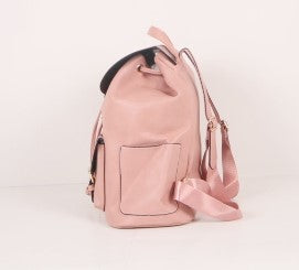Tomiya Pull String Flap Backpack Pink