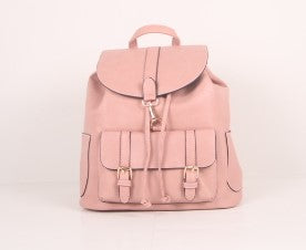 Tomiya Pull String Flap Backpack Pink