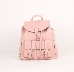 Tomiya Pull String Flap Backpack Pink