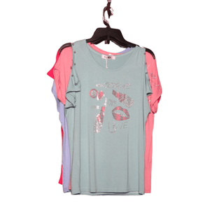 Embellished Missy cut Tops 6 Pack Assorted (S/M-L/XL, 3-3)
