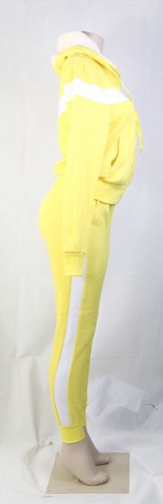 Women's Striped Sweatshirt and Pants Set Warm Fleece with Hoodie Activewear