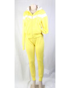 Women's Striped Sweatshirt and Pants Set Warm Fleece with Hoodie Activewear