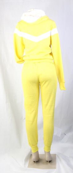 Women's Striped Sweatshirt and Pants Set Warm Fleece with Hoodie Activewear