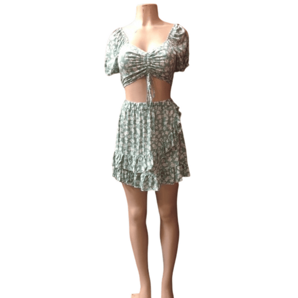 Cinched Front Crop Floral Skirt Set 6 Pack Assorted Colors (Size: S/M-L/XL, 3-3)