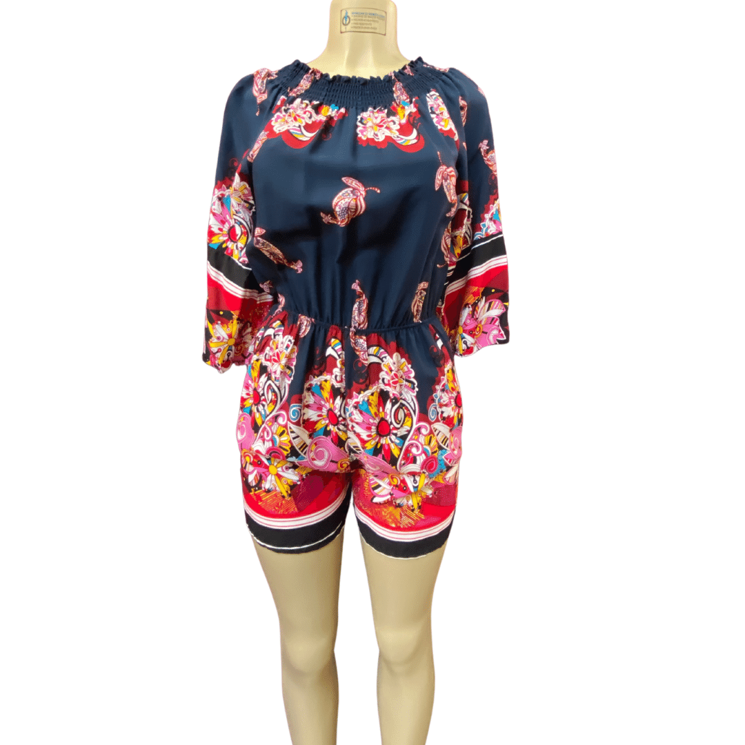 Three Quarter Sleeve Print Romper 6 Pack Assorted Color (S/M-L/XL 3-3)