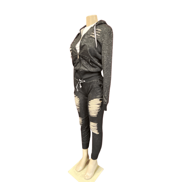 High Waist Rips and Tears 2PCS Set Activewear 6 Pack Per Color  (Size: S-M-L-XL, 1-2-2-1)