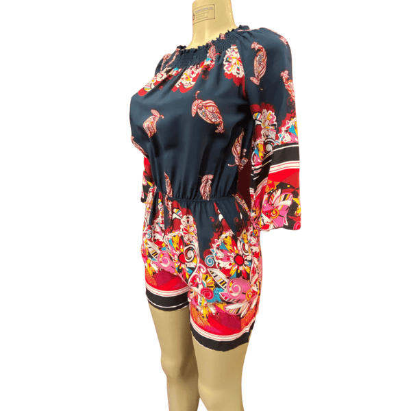 Three Quarter Sleeve Print Romper 6 Pack Assorted Color (S/M-L/XL 3-3)
