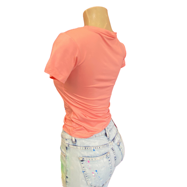 Boutique Style Tie Front Patch Picture Top 6 Pack Per Color (Size: S-M-L-XL, 1-2-2-1)