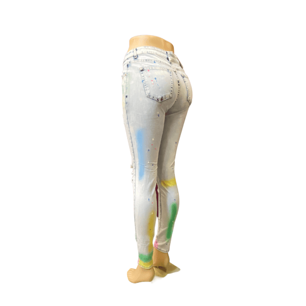 Distressed Paint Splash with Stone Inset Denim Jeans 12 Pack Per Color  (Size:  1/2-3/4-5/6-7/8-9/10-11/12-13/14-15/16)