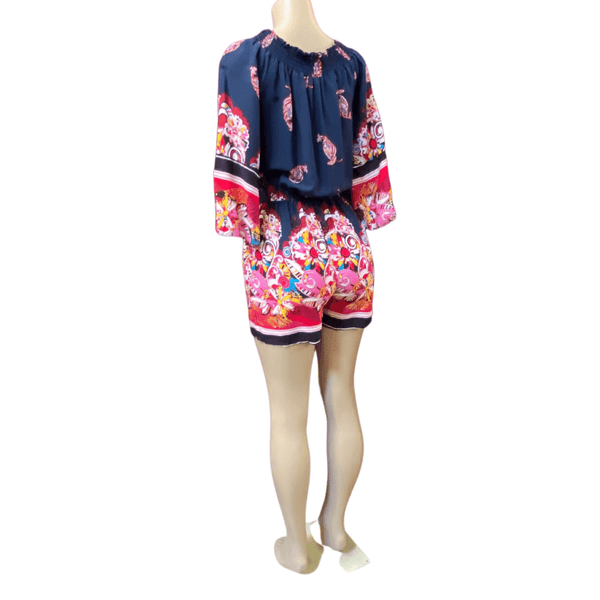 Three Quarter Sleeve Print Romper 6 Pack Assorted Color (S/M-L/XL 3-3)