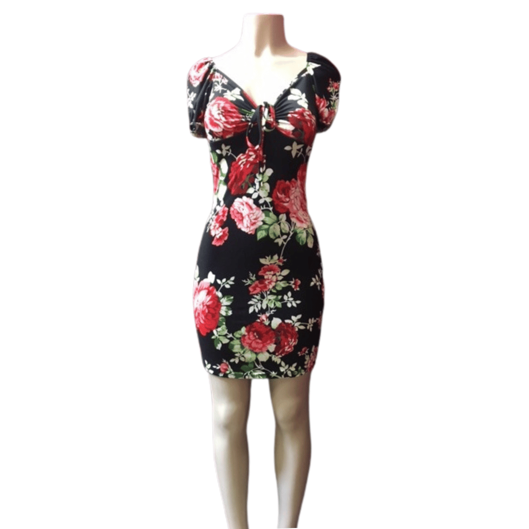 Cinched V Neck Floral Dress 6 Pack Assorted Colors (Size: One Size Fits All)