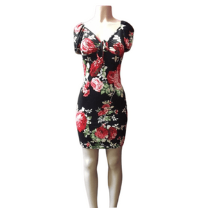 Cinched V Neck Floral Dress 6 Pack Assorted Colors (Size: One Size Fits All)