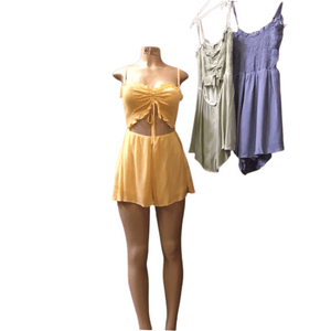 Open Tie Front Romper 3 Pack Per Color (Size: S-M-L, 1-1-1)