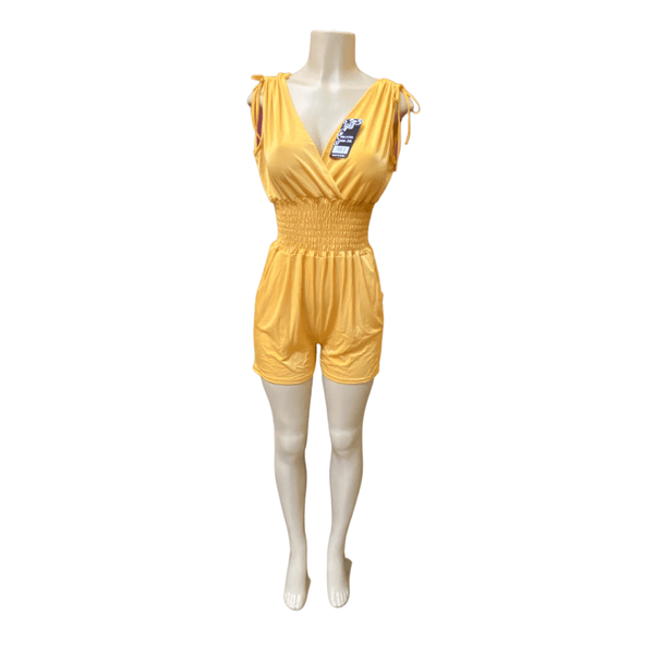 Tie Shoulder Cinched Waist Two Pockets Romper 6 Pack Assorted Colors  (Size: S/M-L/XL, 3-3)