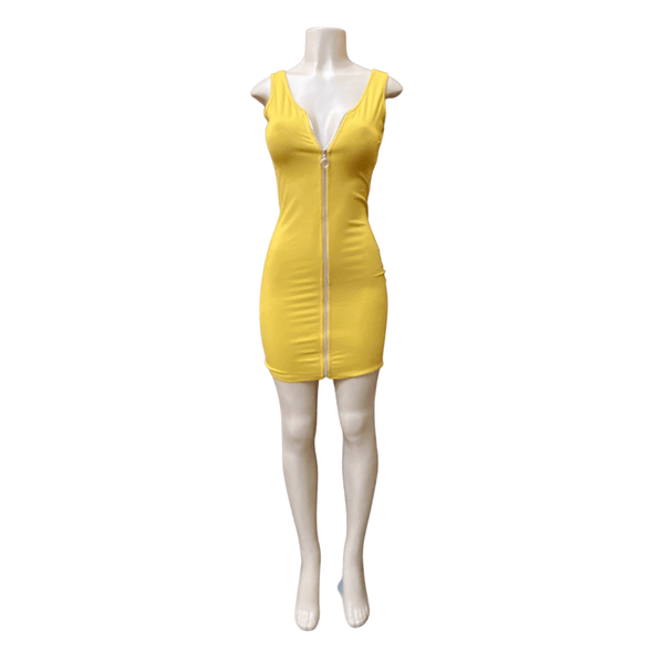 Zip Front Ribbed Bodycon Form Fitting Dress 6 Pack Per Color  (Size: S-M-L-XL, 1-2-2-16)