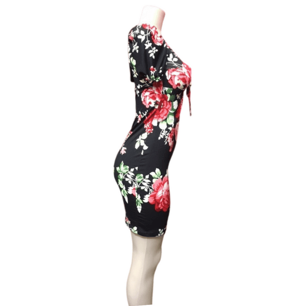 Cinched V Neck Floral Dress 6 Pack Assorted Colors (Size: One Size Fits All)