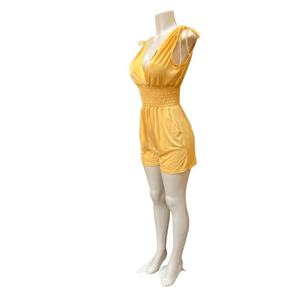 Tie Shoulder Cinched Waist Two Pockets Romper 6 Pack Assorted Colors  (Size: S/M-L/XL, 3-3)