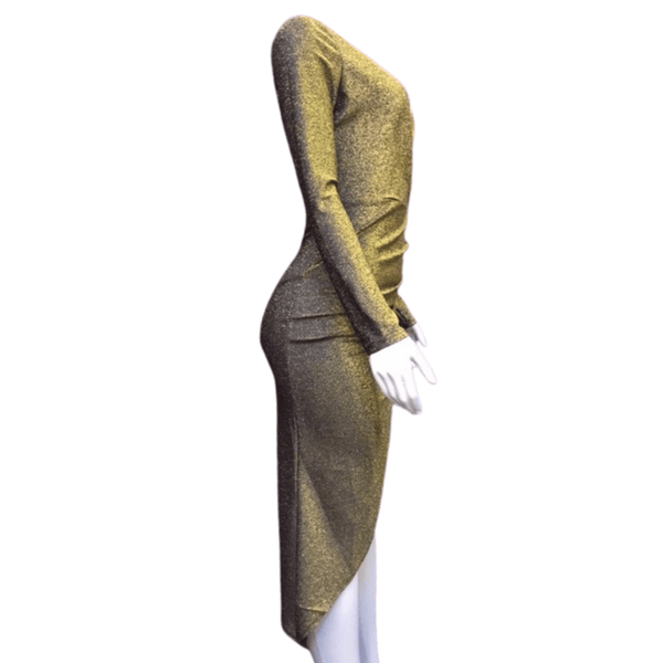 V-Neck Lurex Holiday Dress With Side Cinch 6 Pack Per Color (Size: S-M-L, 2-2-2)