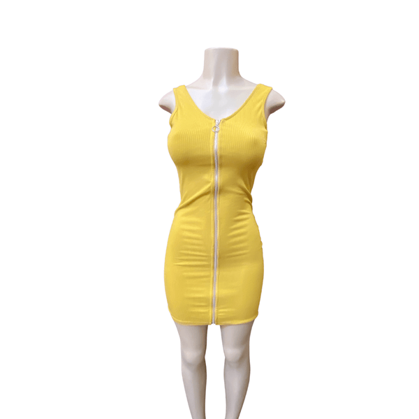 Zip Front Ribbed Bodycon Form Fitting Dress 6 Pack Per Color  (Size: S-M-L-XL, 1-2-2-16)